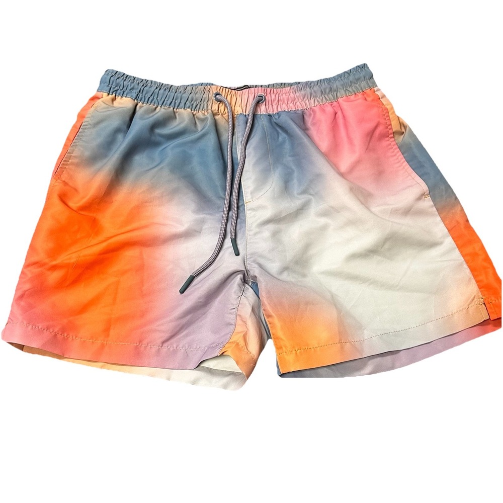Forever 21 Mens Watercolor Swim Trunks Size medium Beach Summer Lake NWT